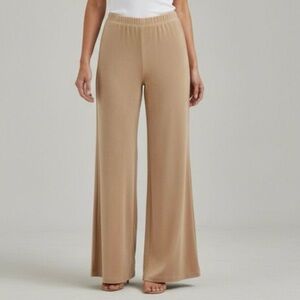 Bob Mackie Wearable Art Wide Leg Sand Tan Knit Pants L